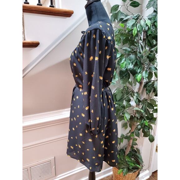 Madewell Women's Black Polyester Round Neck Long Sleeve Knee Length Dress Small - Picture 7 of 13